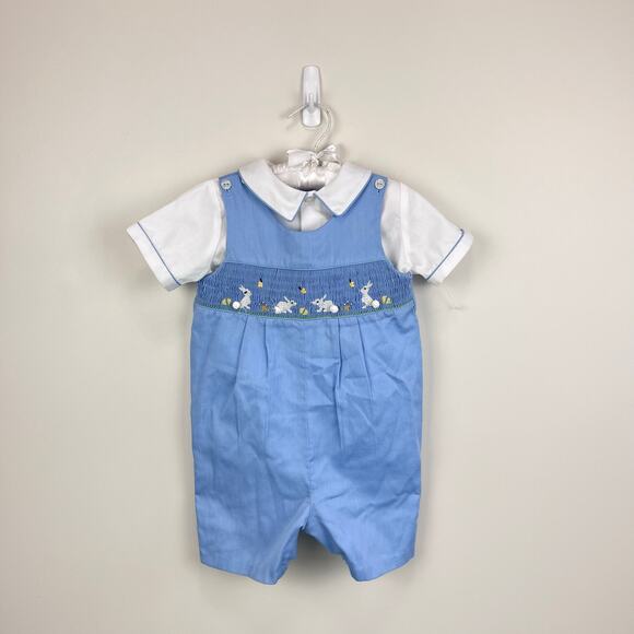 Vintage Carriage Boutiques Smocked Bunny Romper Set 3T NWOT - Picture 1 of 10